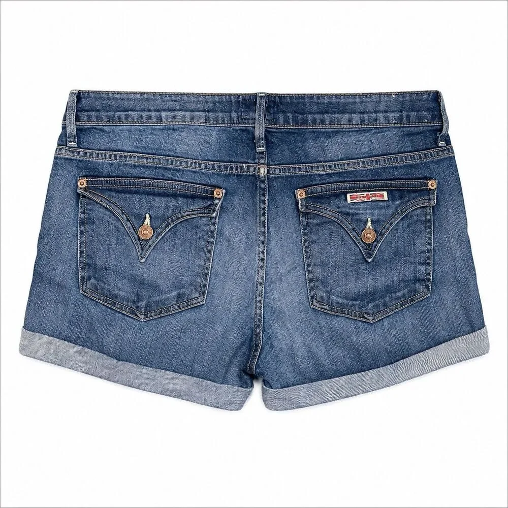 Hudson Hampton Cuffed Denim Shorts Blue Low Rise Women Size 29 W617DGC Y2K